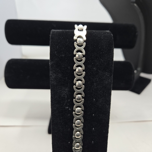 Vintage Mexican Taxco Sterling Silver Large Link  Loyalty Patience Bracelet - Picture 2 of 10